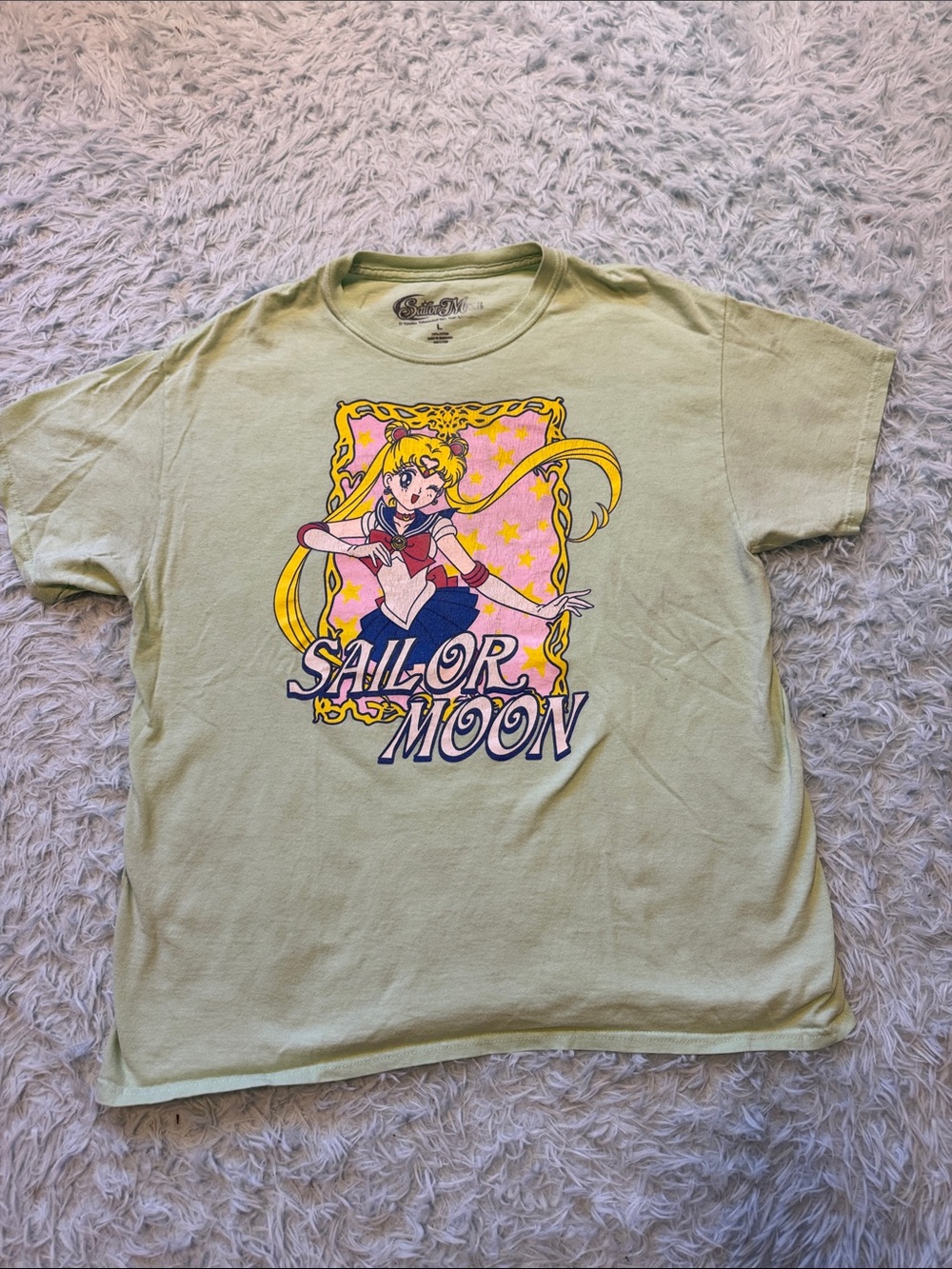 Sailor moon-  Sailor Moon Graphic Tee - Green. Adult large-Generous 81